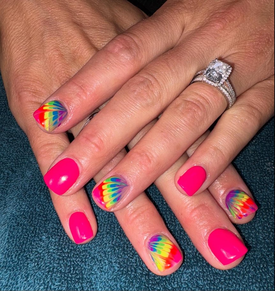 Rainbow tie-dye nails